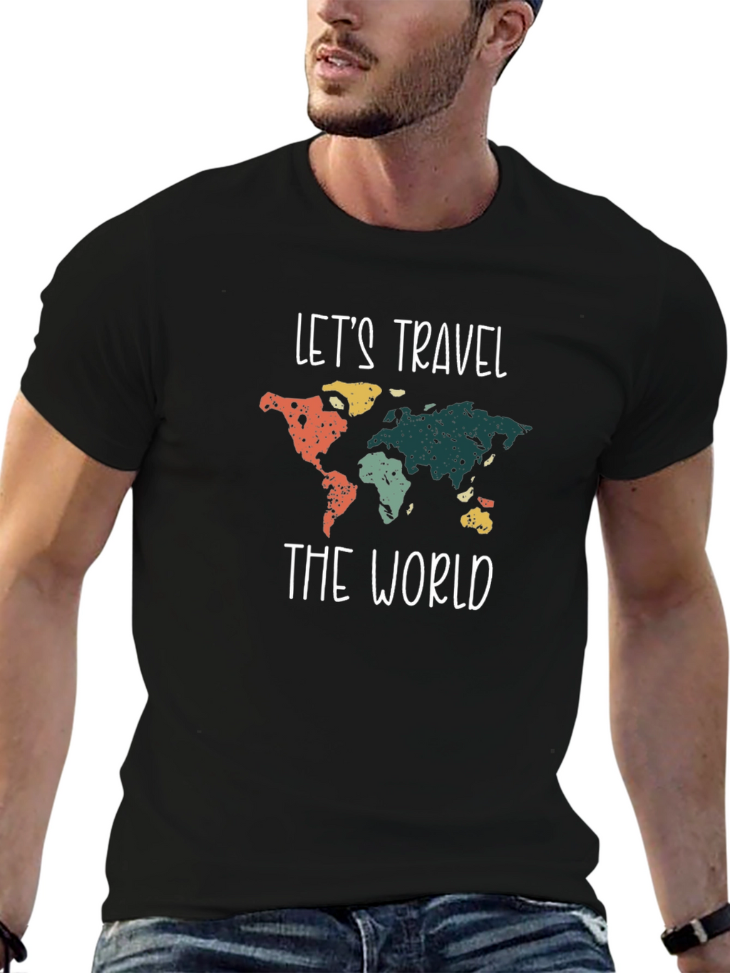 Lets Travel the World Graphic Tee - Black