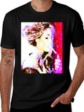 Abstract Pixel Portrait Black T-Shirt