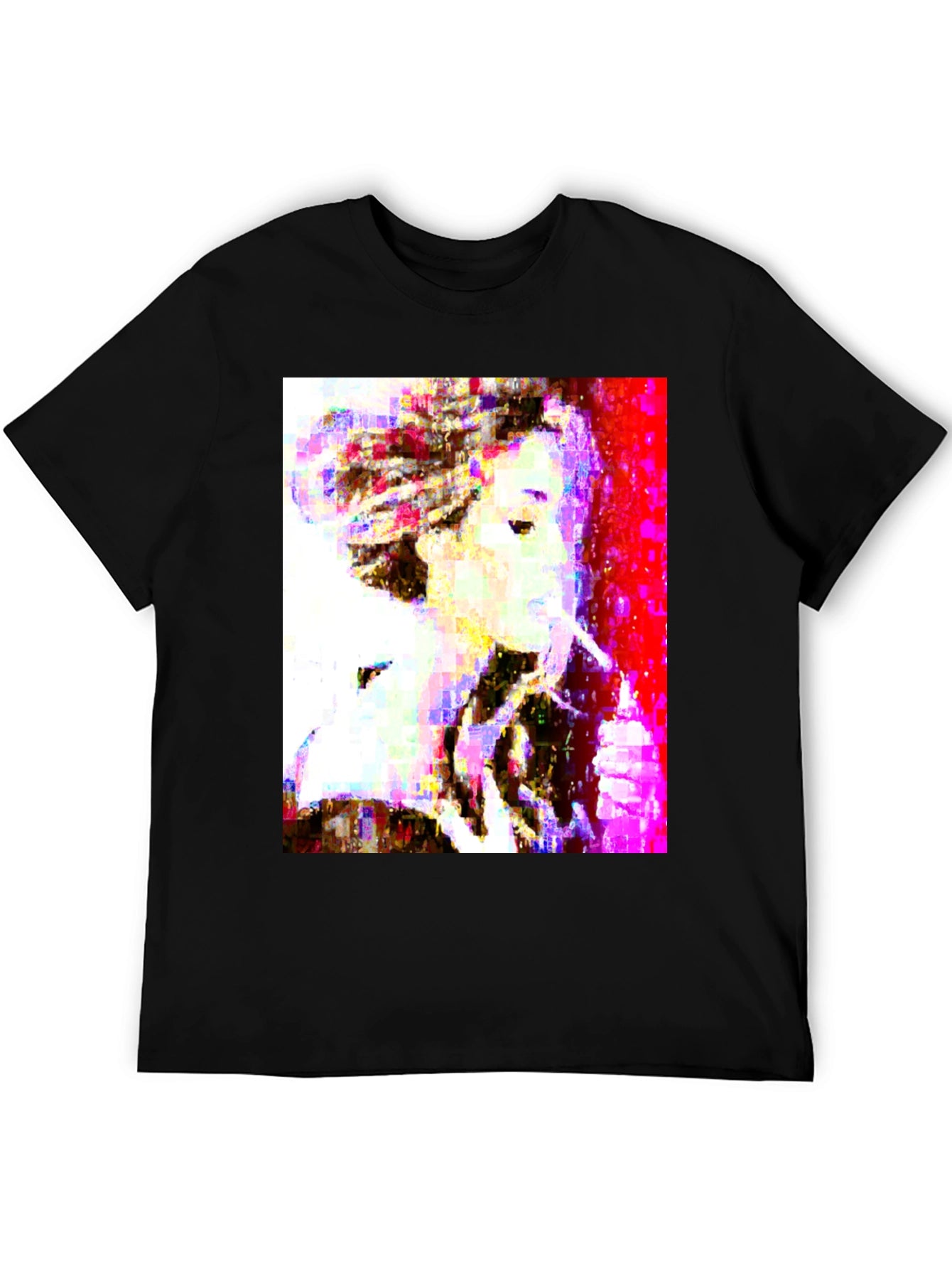 Abstract Pixel Portrait Black T-Shirt