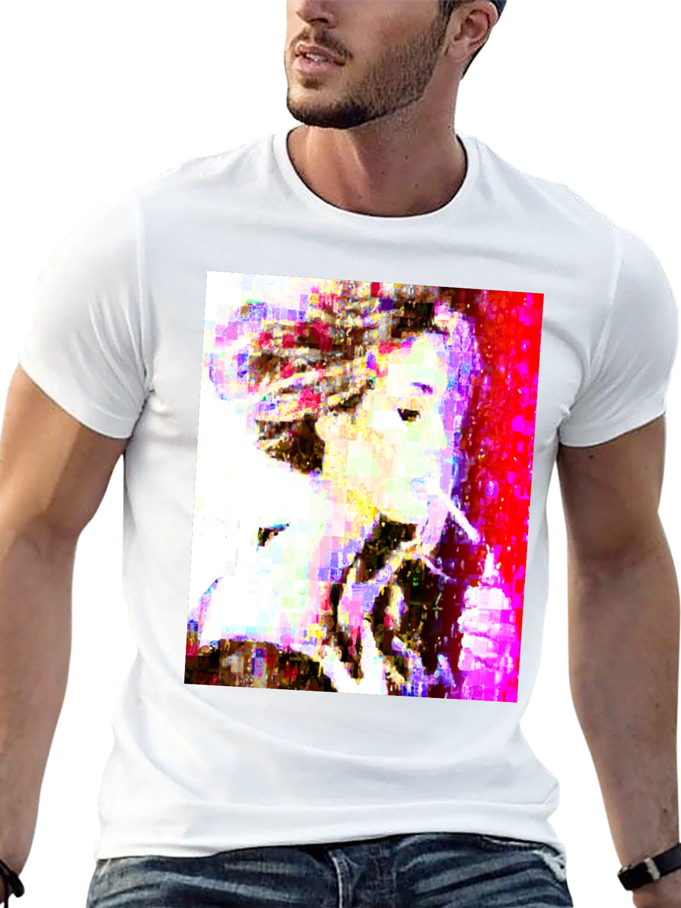 Abstract Pixel Portrait Black T-Shirt