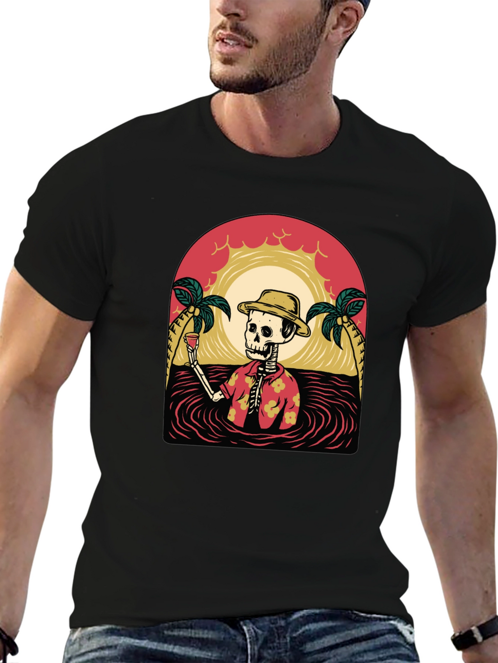 Tropical Skeleton Graphic T-Shirt