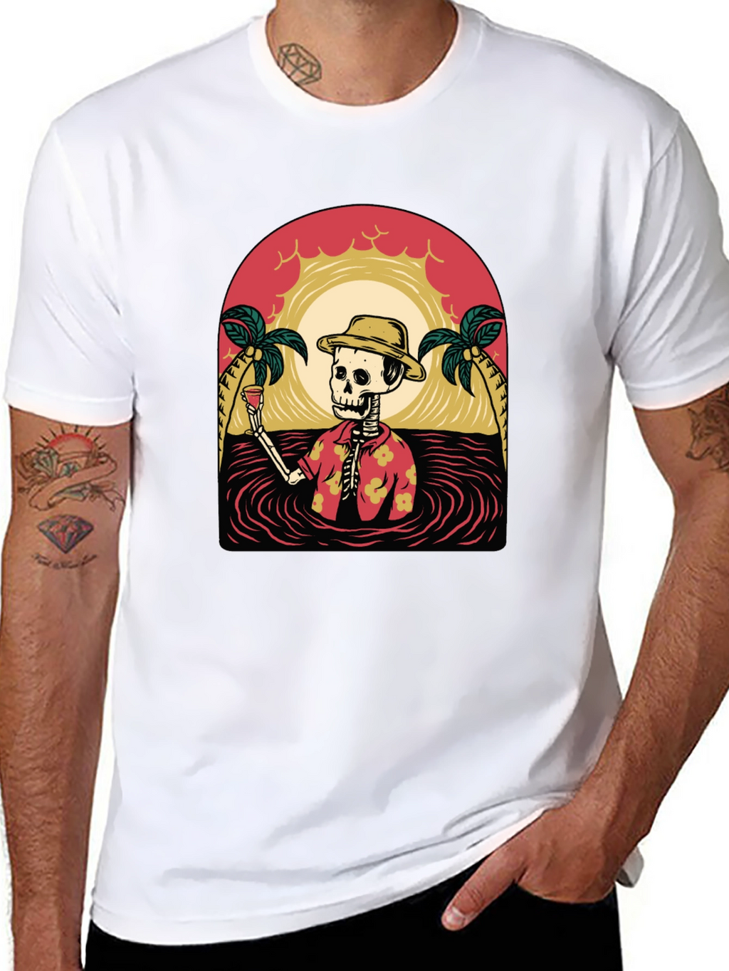 Tropical Skeleton Graphic T-Shirt