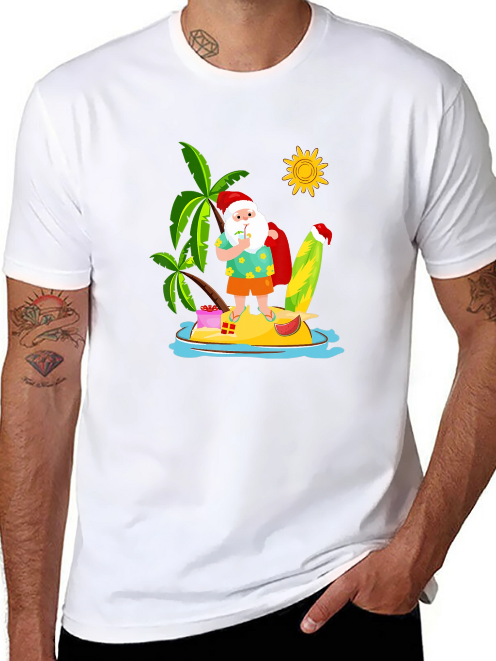 Tropical Santa T-Shirt - Summer Holiday Tee
