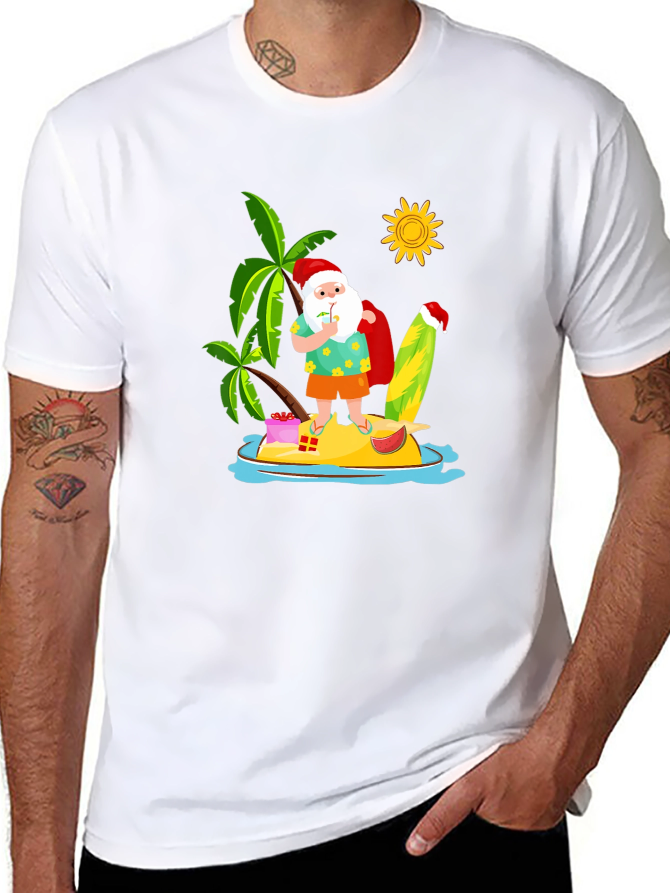 Tropical Santa T-Shirt - Summer Holiday Tee