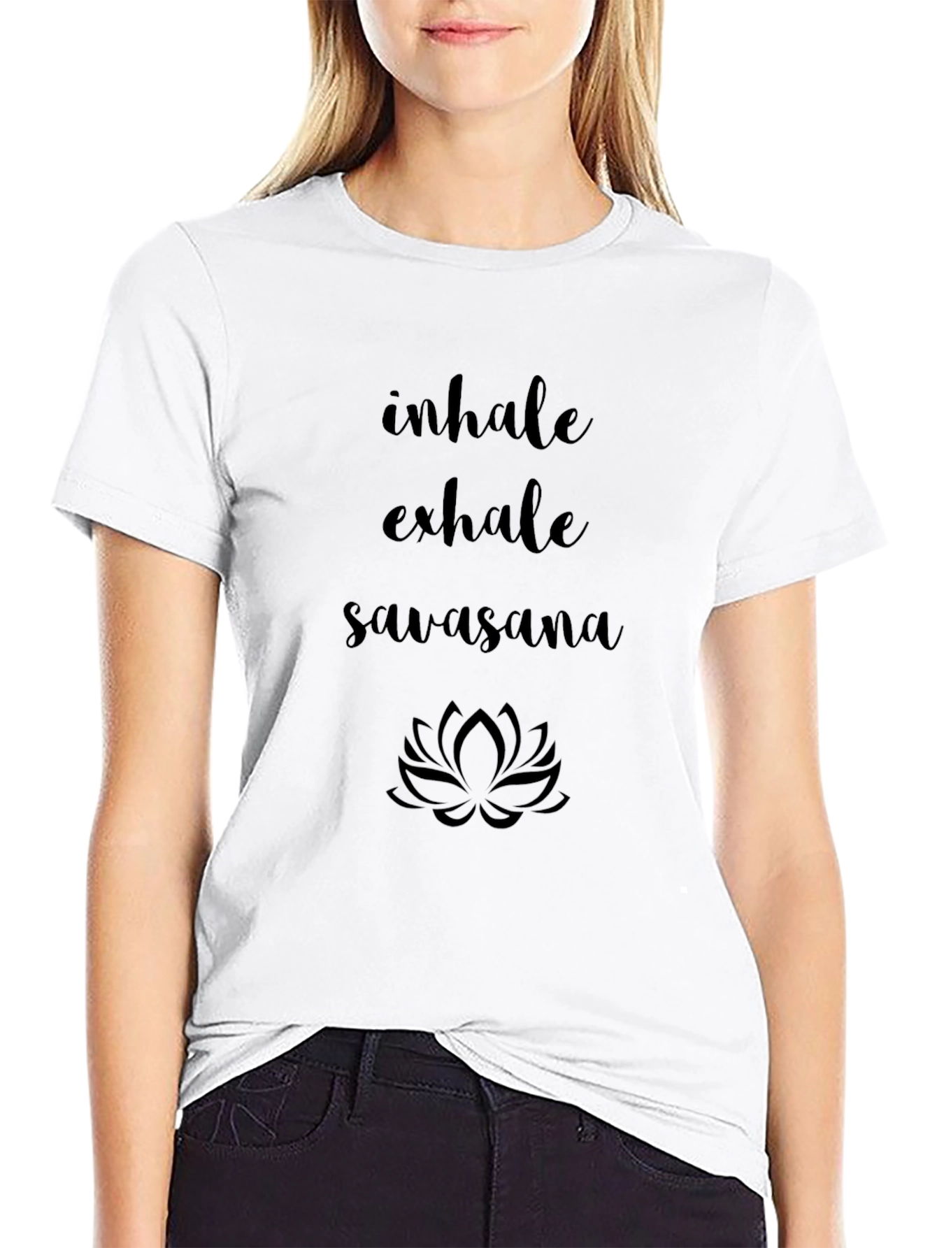 Yoga Inhale Exhale Savasana Lotus Graphic Tee