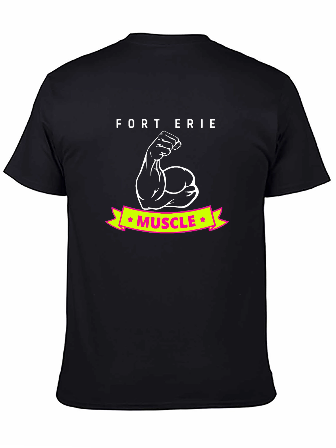 Fort Erie Muscle Tee - Black Cotton Graphic T-Shirt