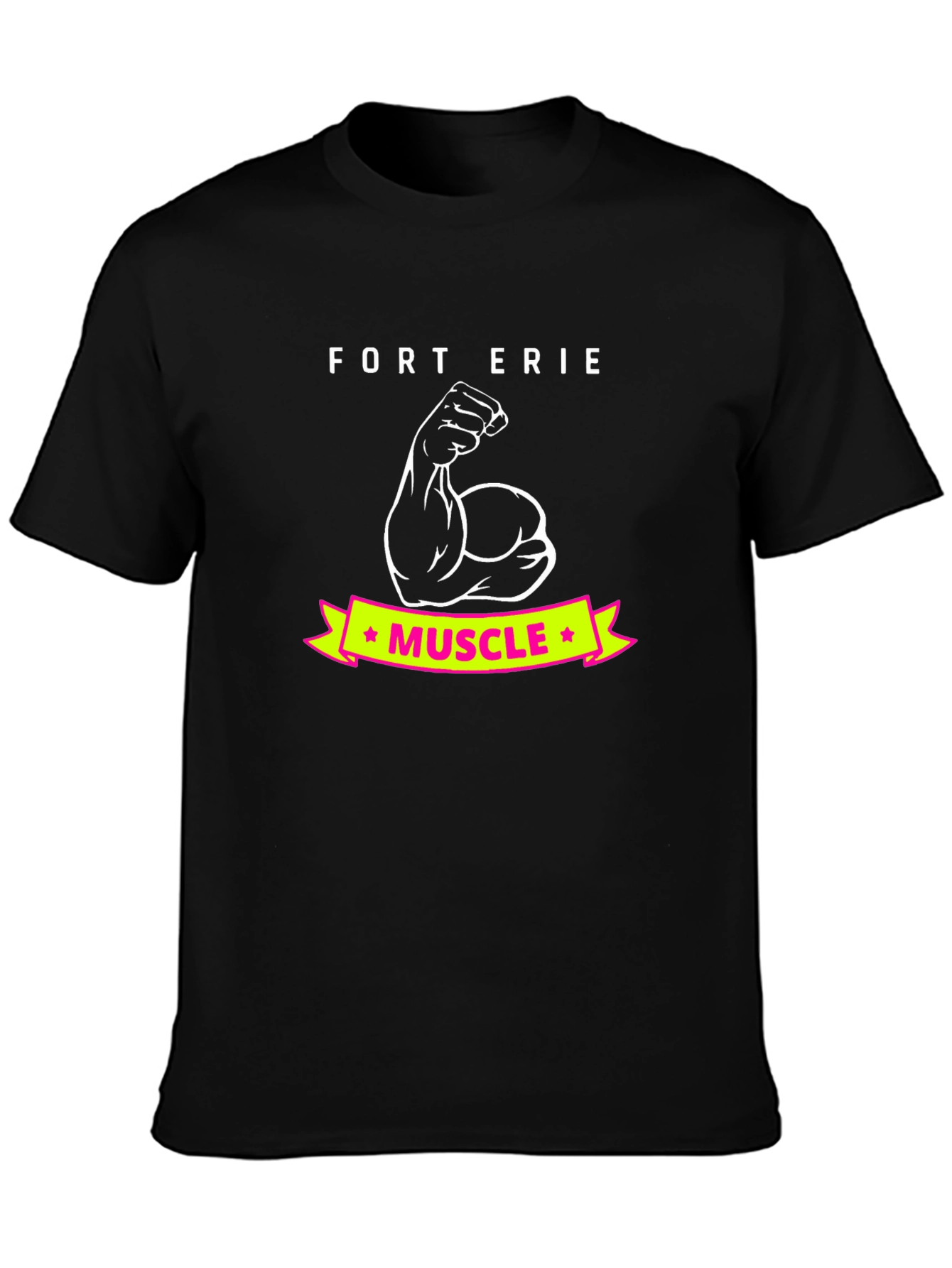 Fort Erie Muscle Tee - Black Cotton Graphic T-Shirt