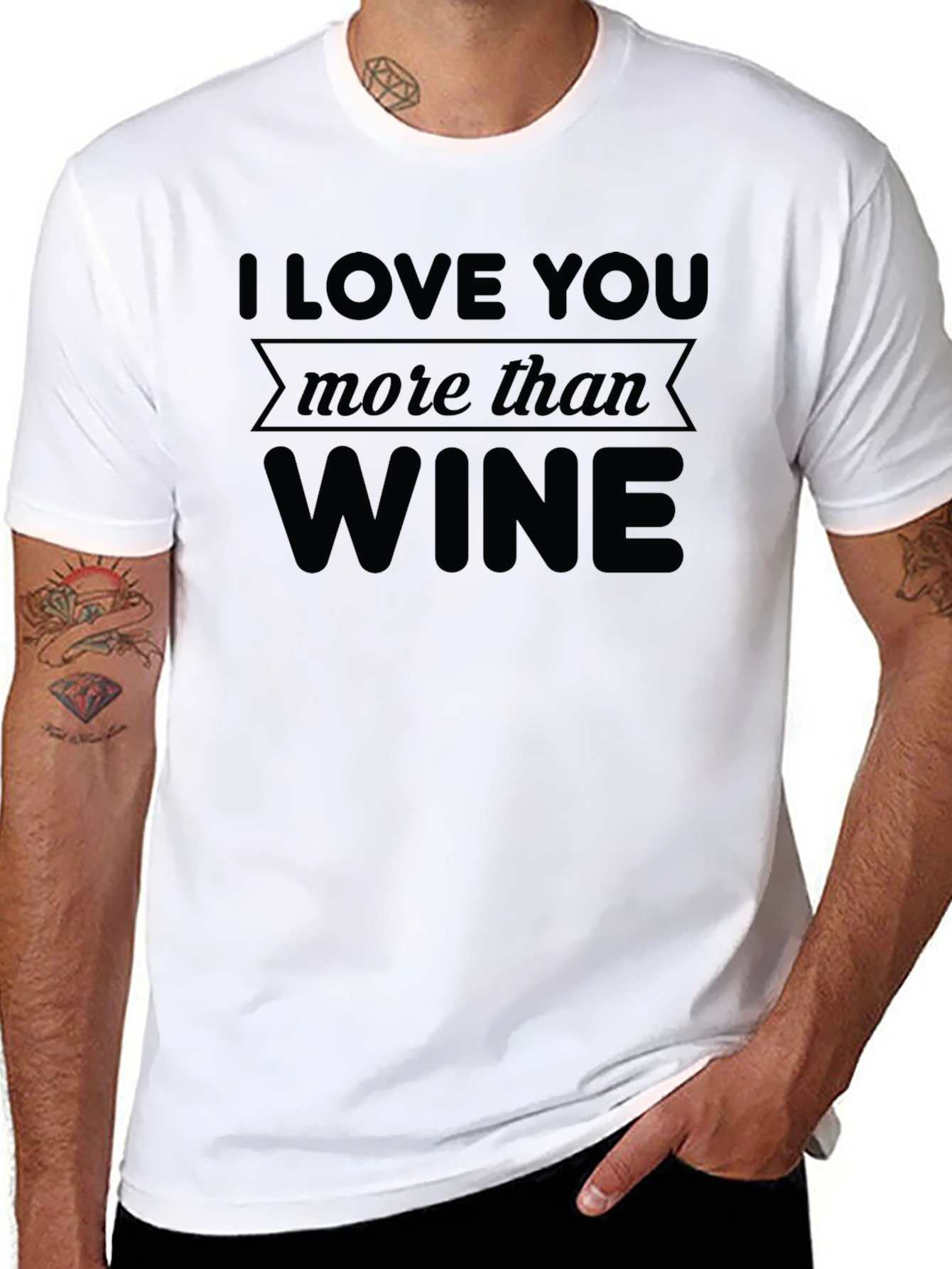 I Love You More Than Wine Graphic Tee - Black T-Shirt