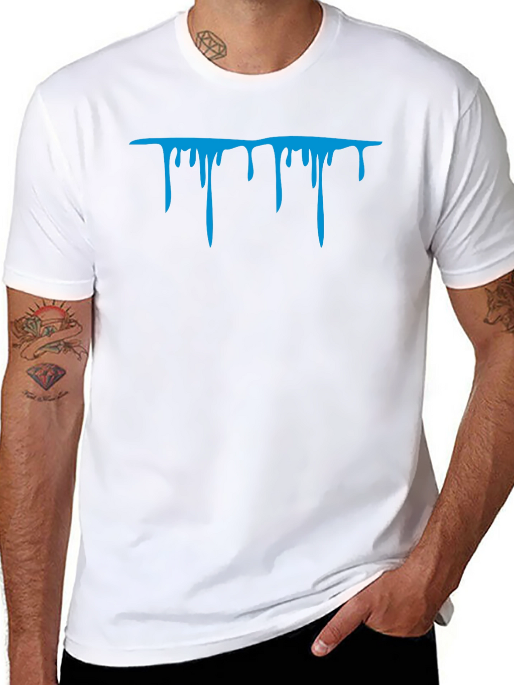 Blue Drip Graphic Black T-Shirt