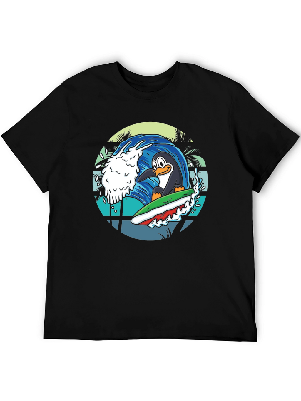 Surfing Penguin Graphic Tee - Black