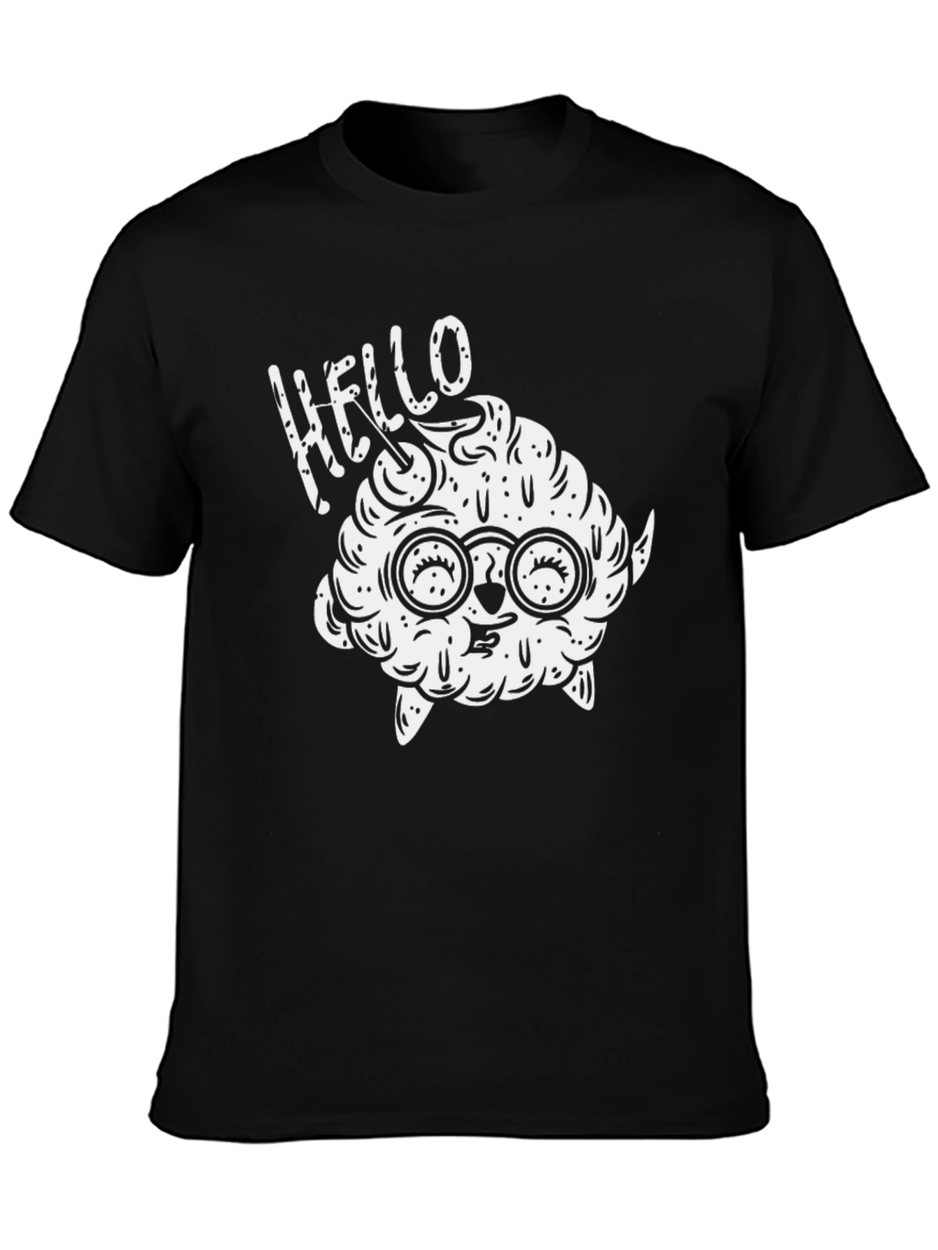 Hello Brainy Monster Black T-Shirt