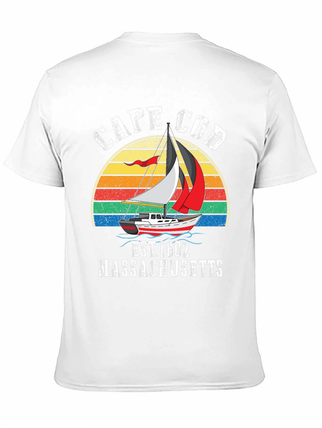 Cape Cod Sailboat T-Shirt - Retro Massachusetts Tee