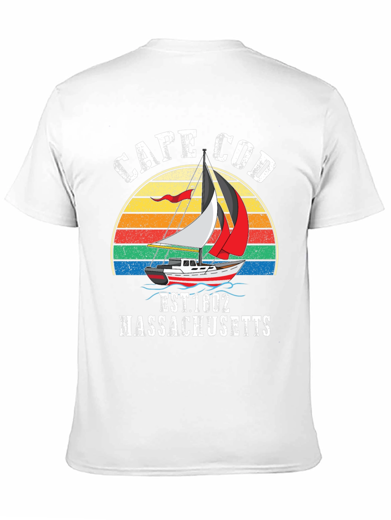 Cape Cod Sailboat T-Shirt - Retro Massachusetts Tee