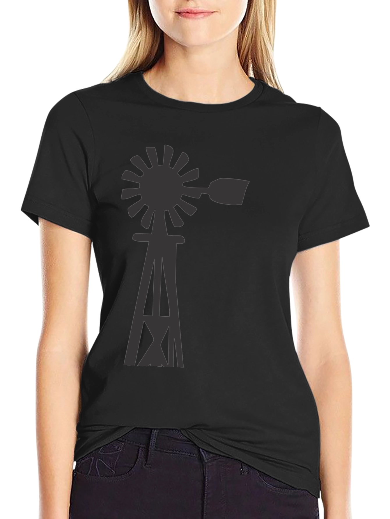 Windmill Graphic Tee - Black Cotton Blend