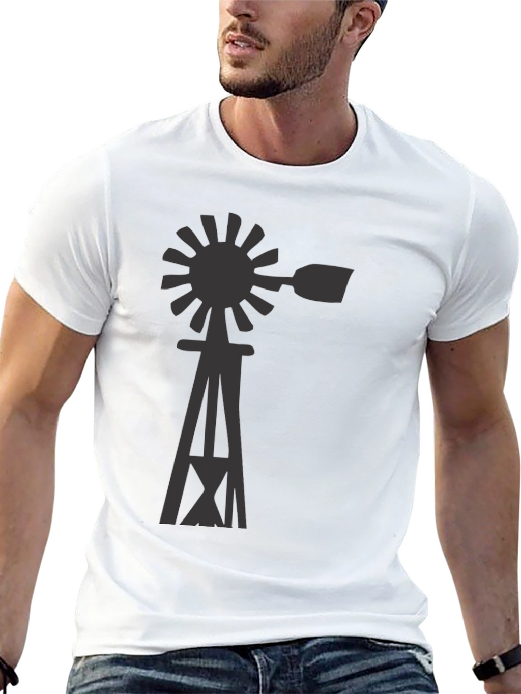 Windmill Graphic Tee - Black Cotton Blend