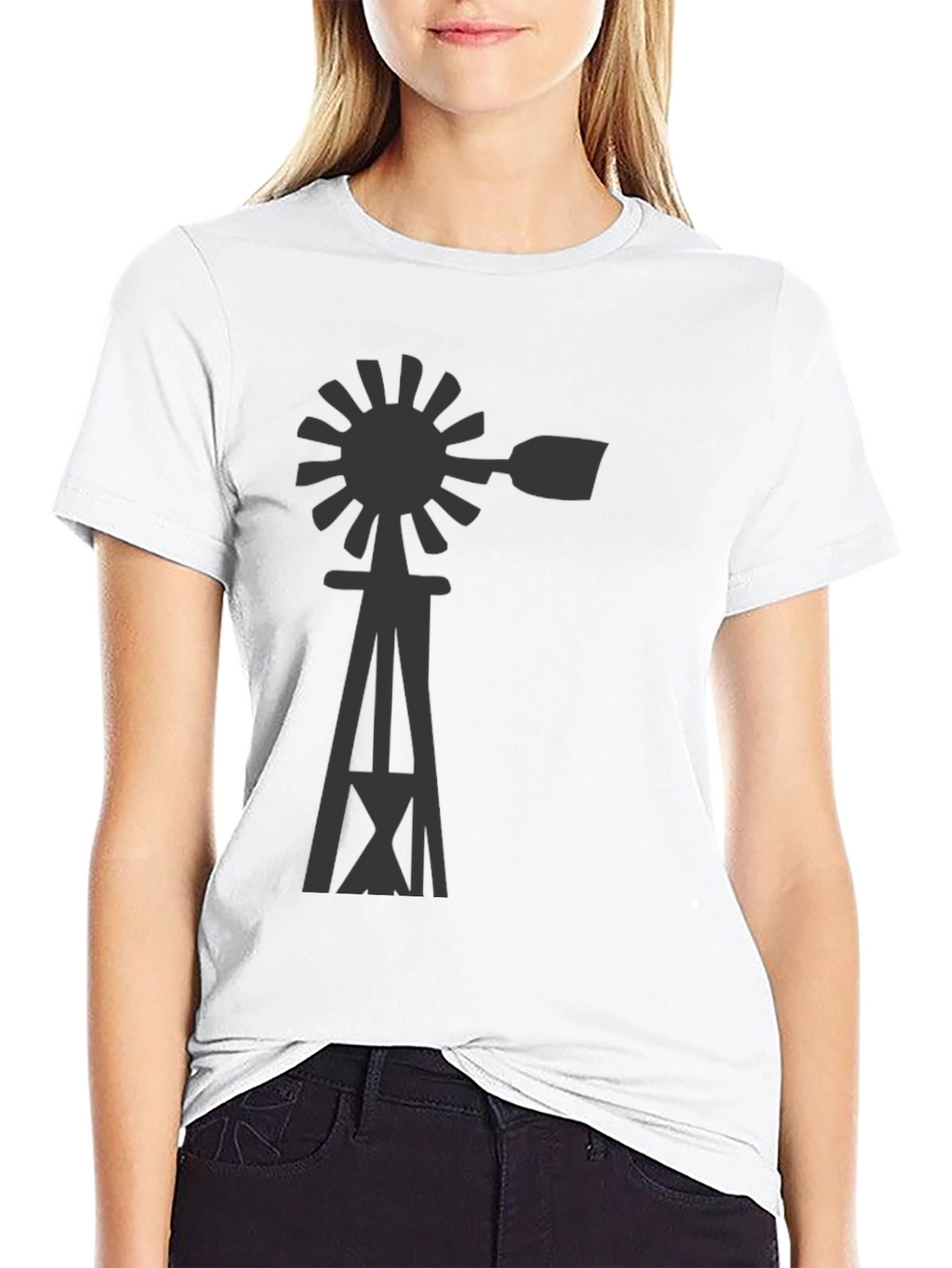 Windmill Graphic Tee - Black Cotton Blend