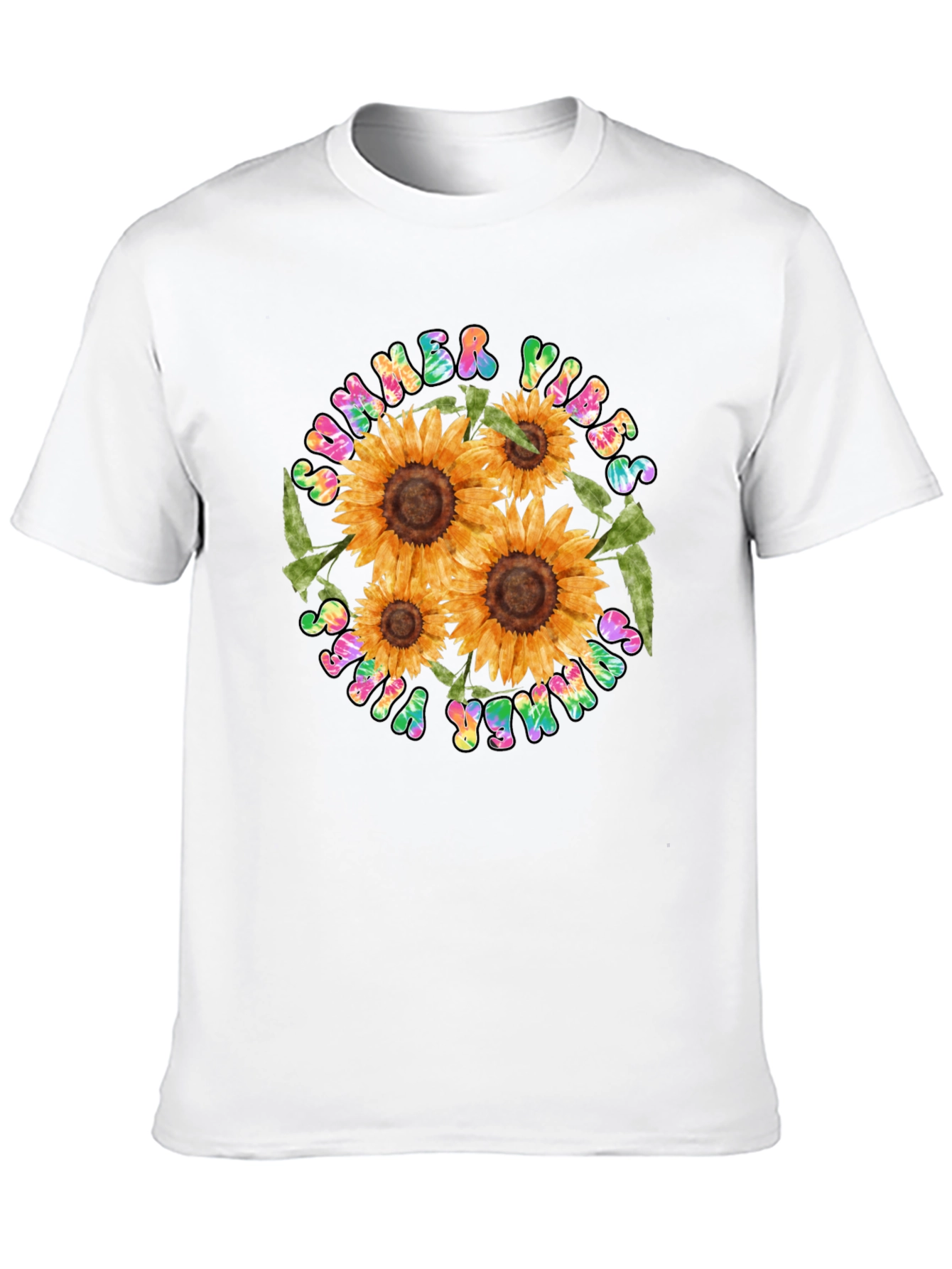 Summer Vibes Sunflower Graphic Tee - Black