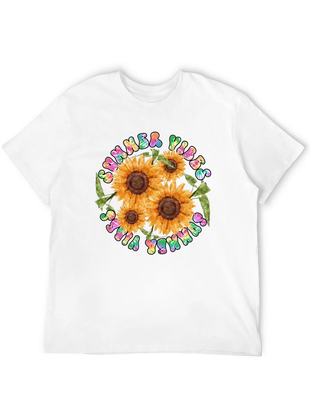 Summer Vibes Sunflower Graphic Tee - Black