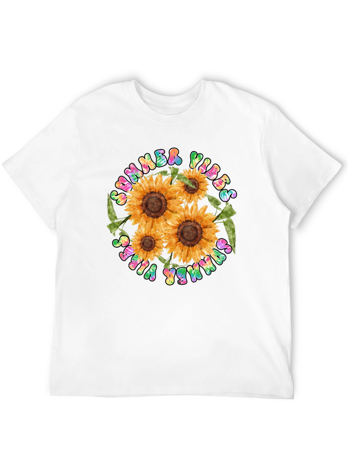 Summer Vibes Sunflower Graphic Tee - Black
