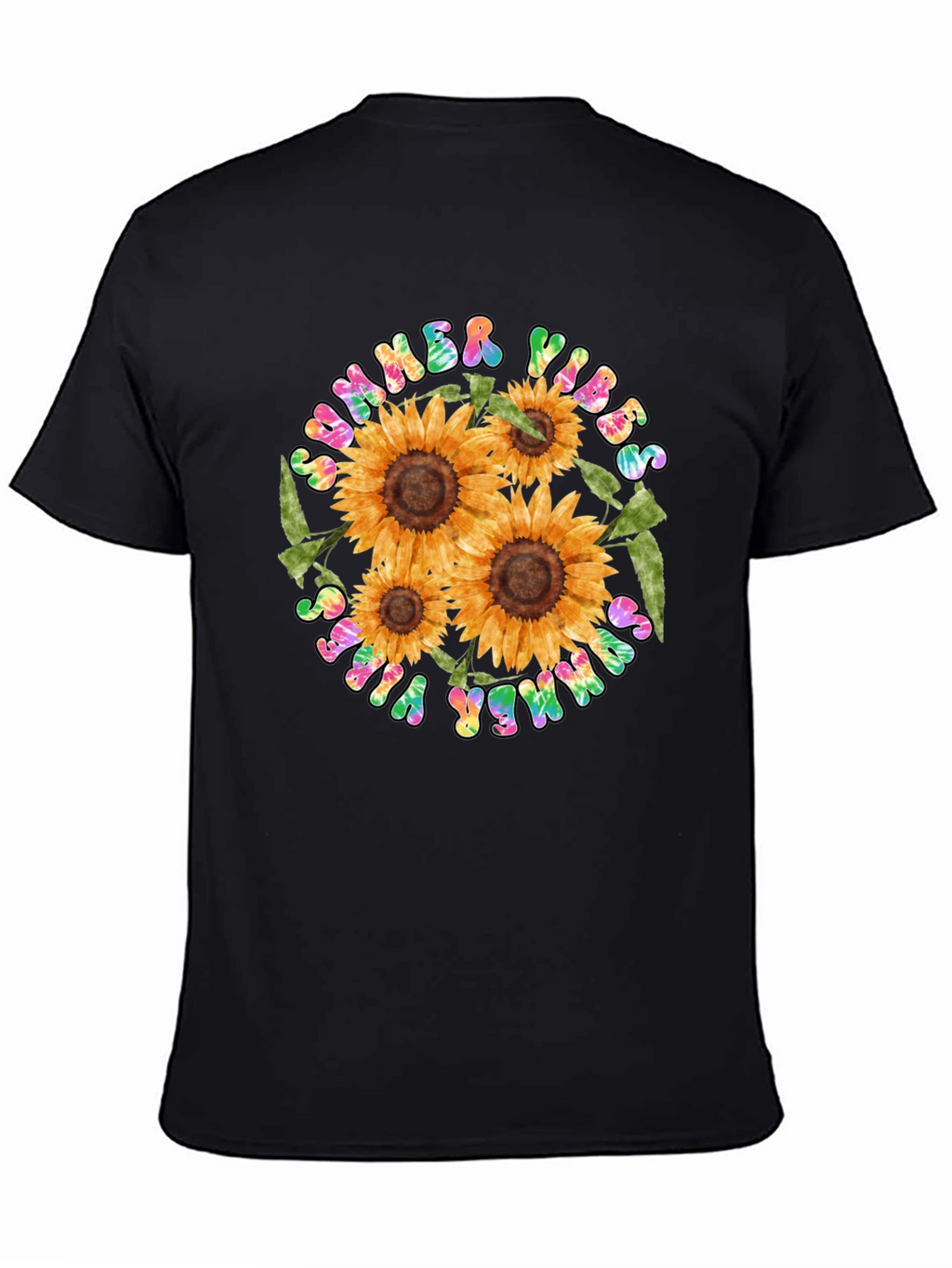Summer Vibes Sunflower Graphic Tee - Black