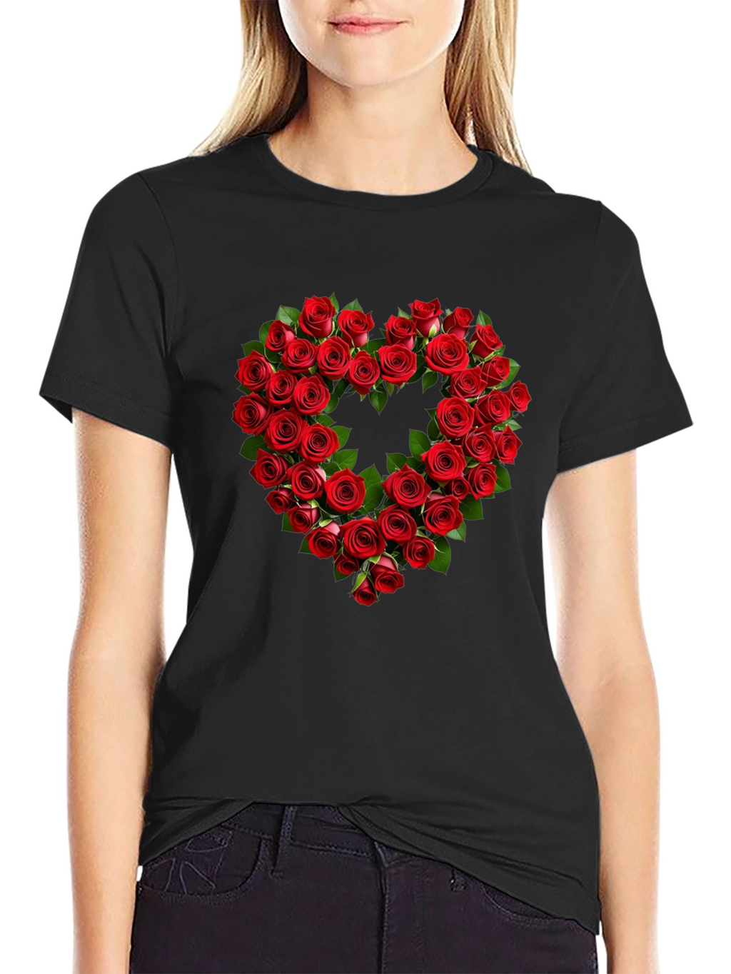 Rose Heart Graphic Tee - Romantic Valentines Day Shirt