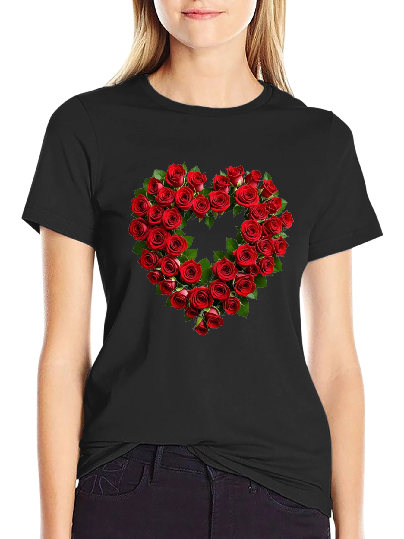 Rose Heart Graphic Tee - Romantic Valentines Day Shirt