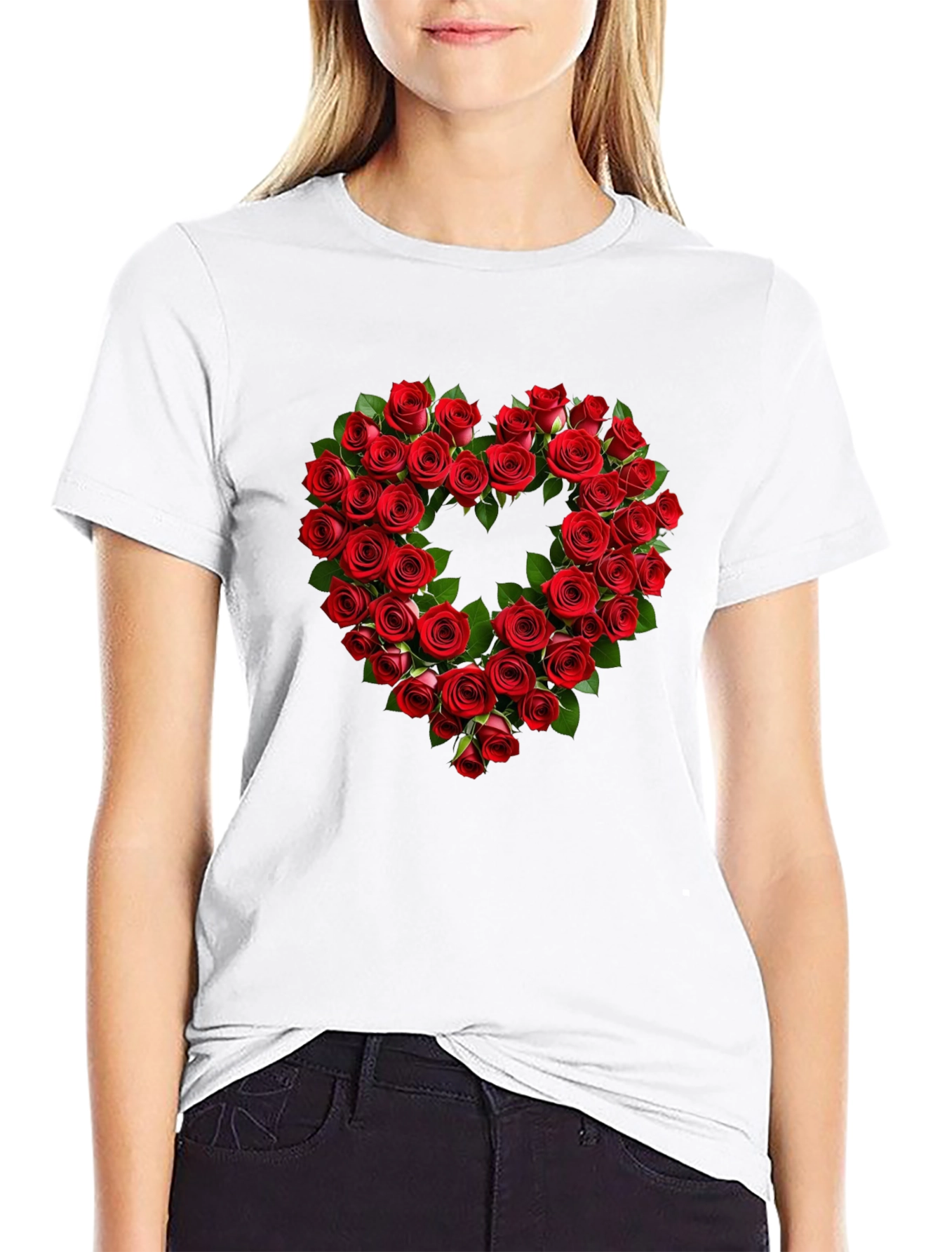 Rose Heart Graphic Tee - Romantic Valentines Day Shirt