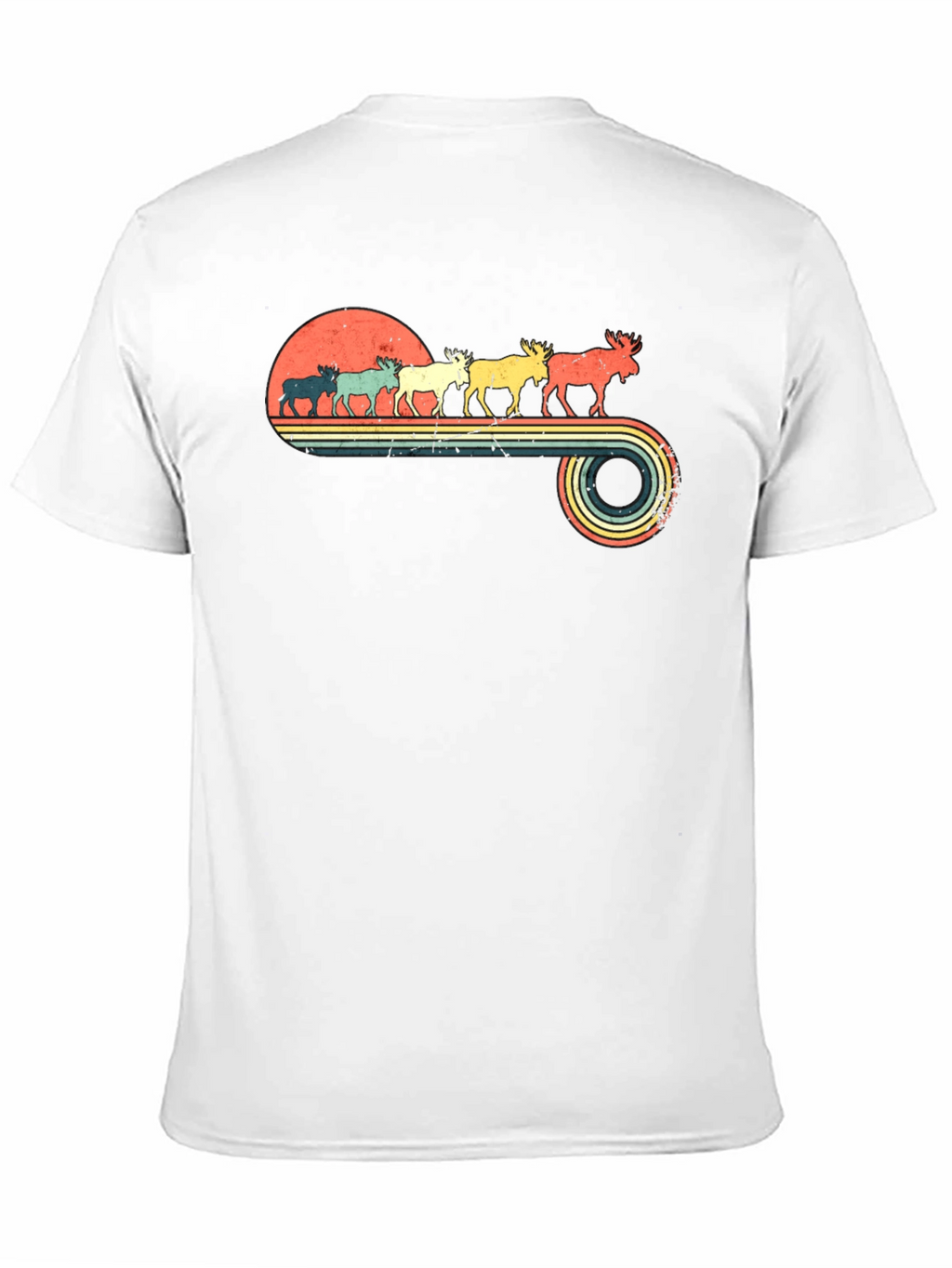 Retro Moose Sunset Graphic T-Shirt
