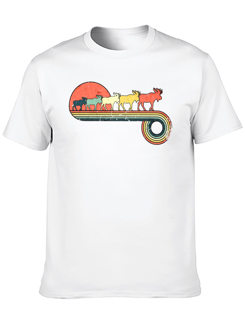 Retro Moose Sunset Graphic T-Shirt