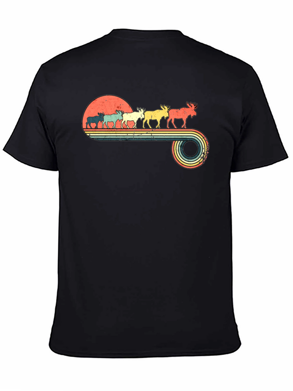 Retro Moose Sunset Graphic T-Shirt