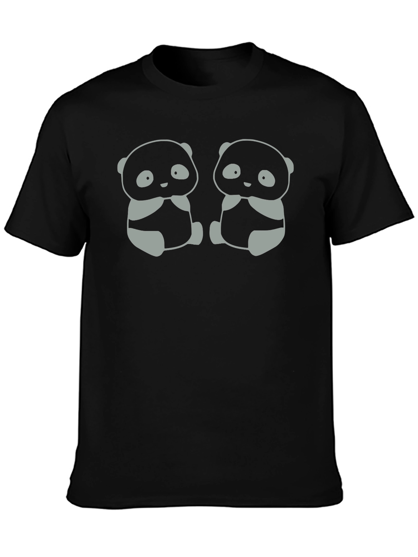 Cute Panda Bear Graphic Tee - Black Cotton T-Shirt
