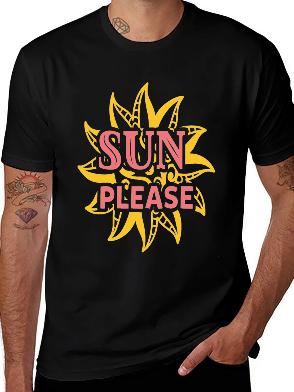 Sun Please Graphic Tee - Black Cotton T-Shirt