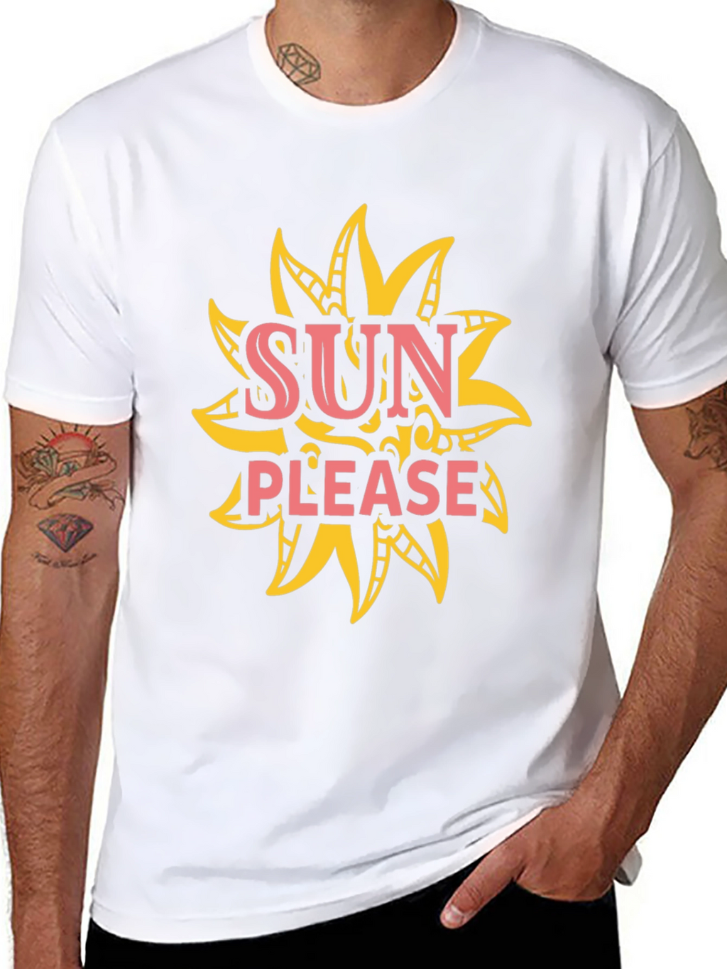 Sun Please Graphic Tee - Black Cotton T-Shirt