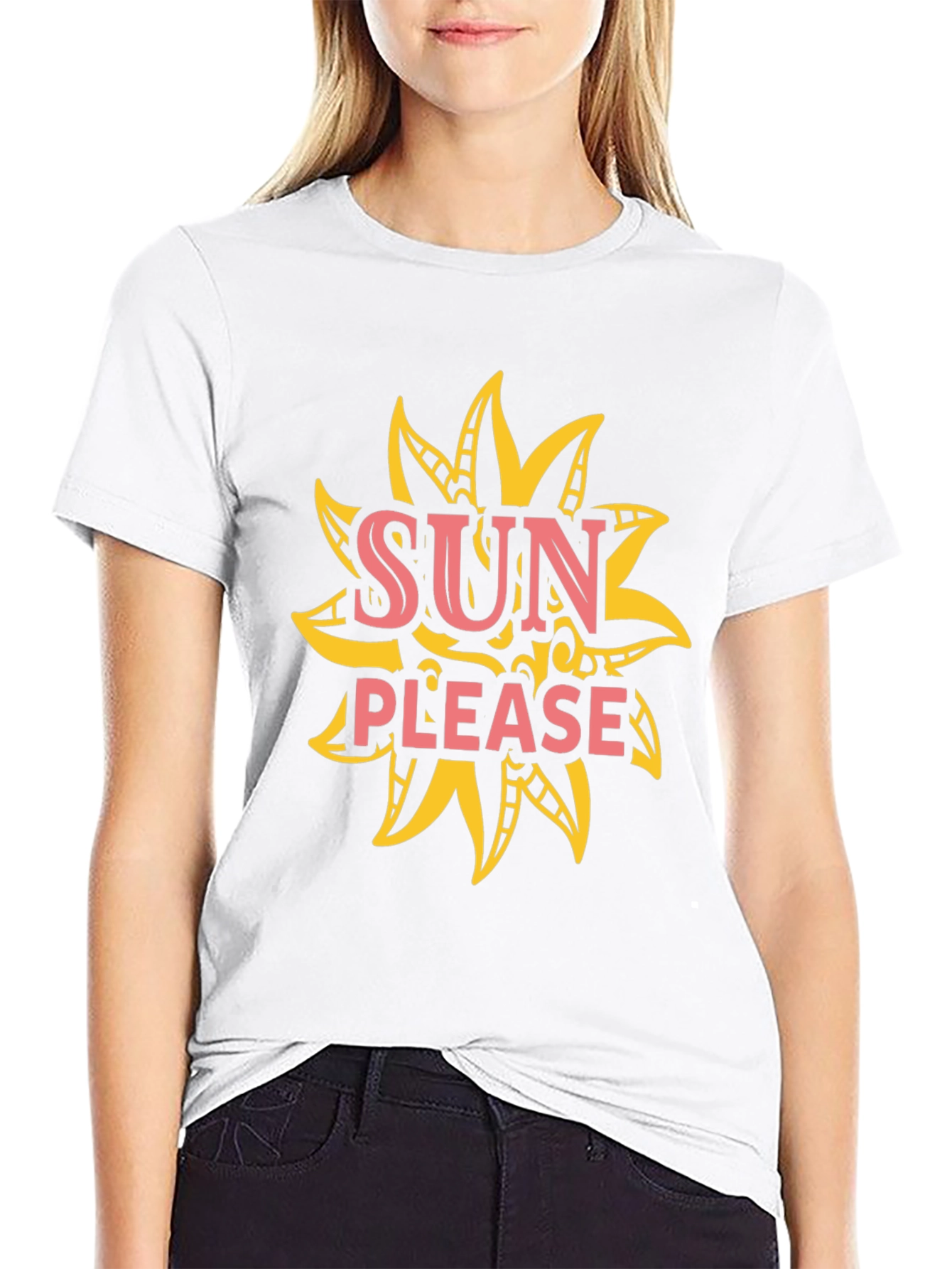 Sun Please Graphic Tee - Black Cotton T-Shirt