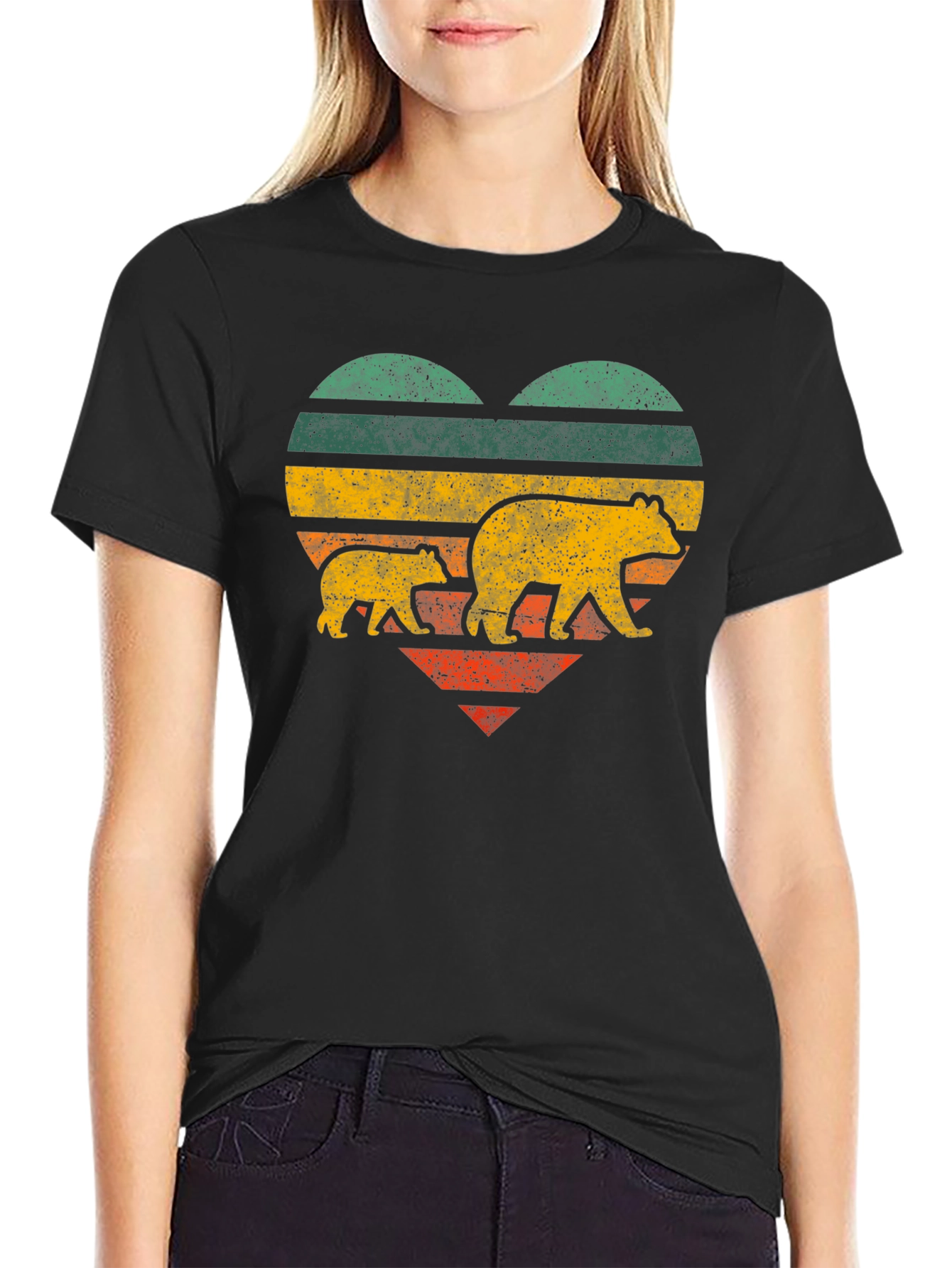 Mama Bear Heart T-Shirt - Vintage Style