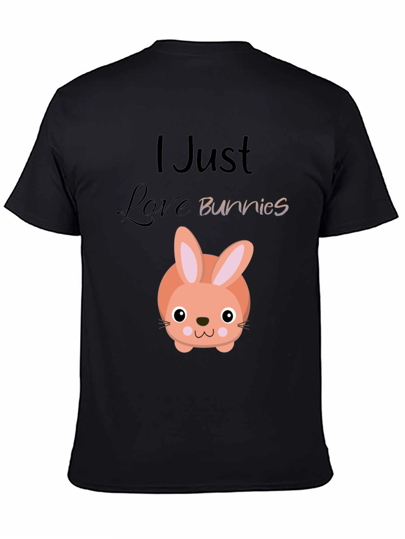 Cute Bunny Graphic Tee - I Just Love Bunnies Black T-Shirt