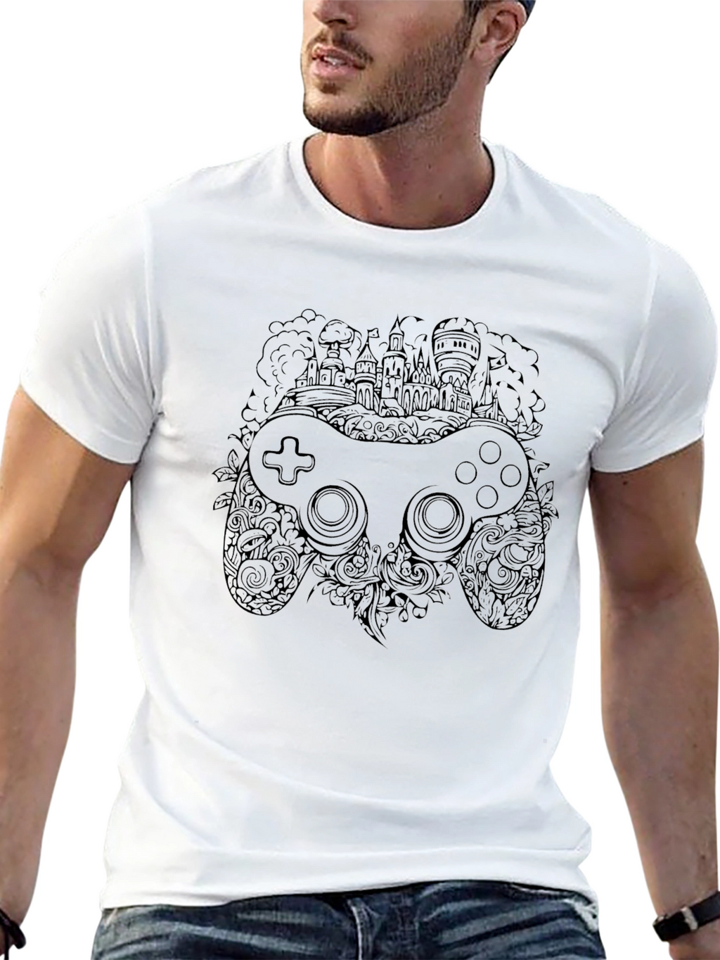 Gaming Controller Castle Black T-Shirt