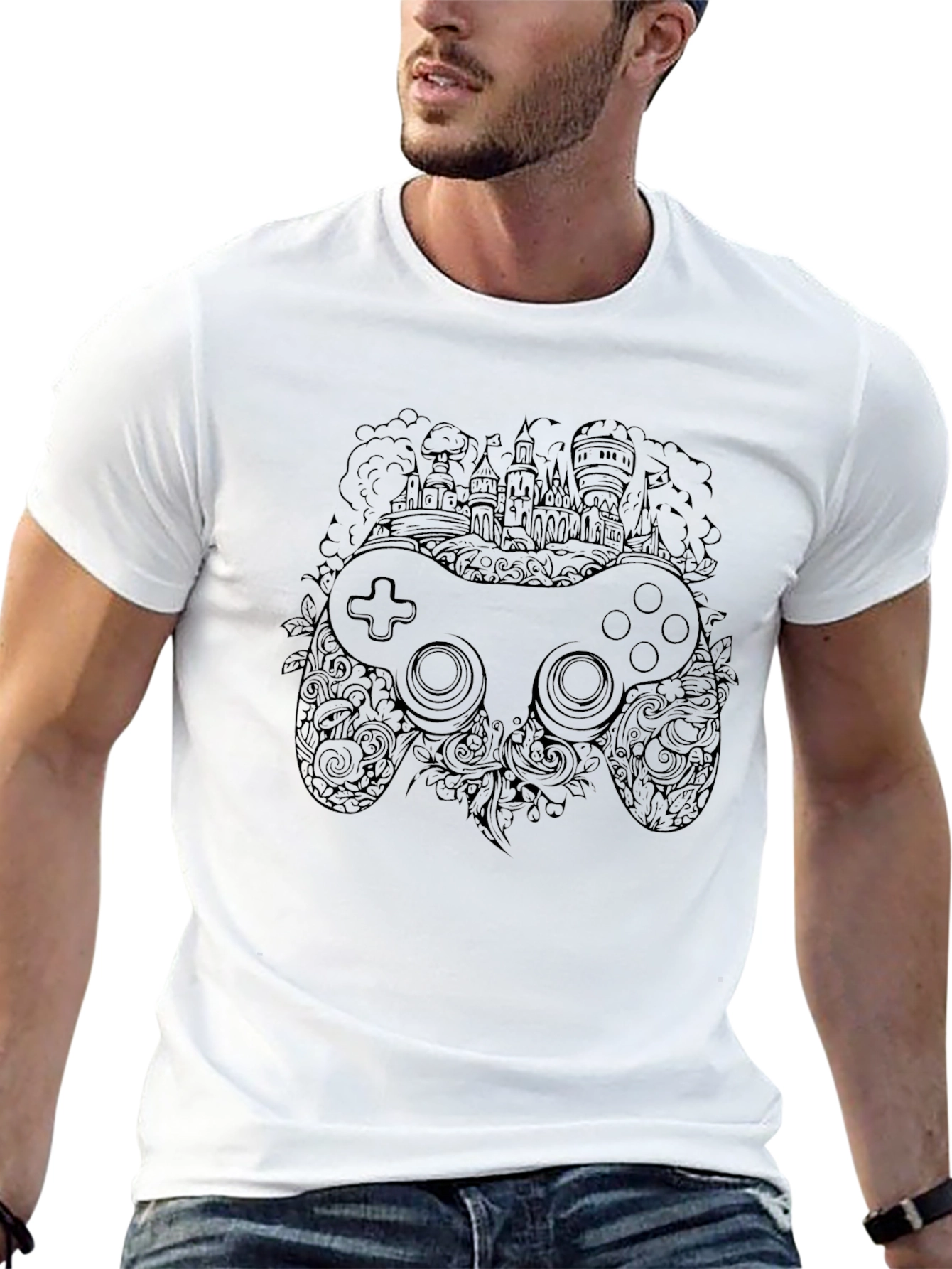 Gaming Controller Castle Black T-Shirt