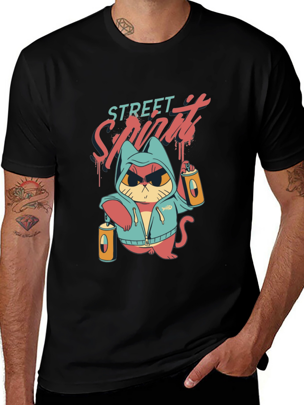 Street Spirit Cat Graphic T-Shirt