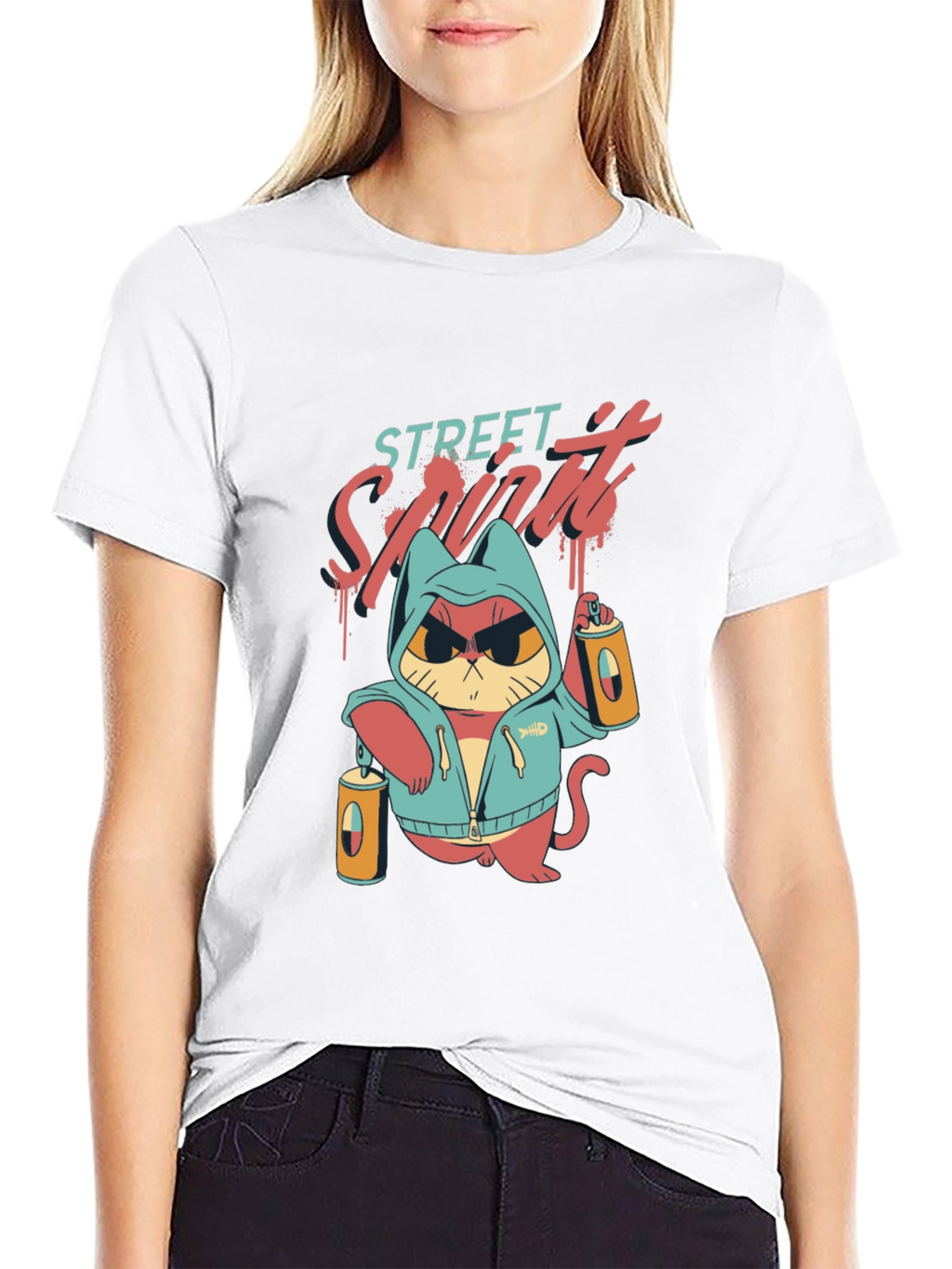 Street Spirit Cat Graphic T-Shirt