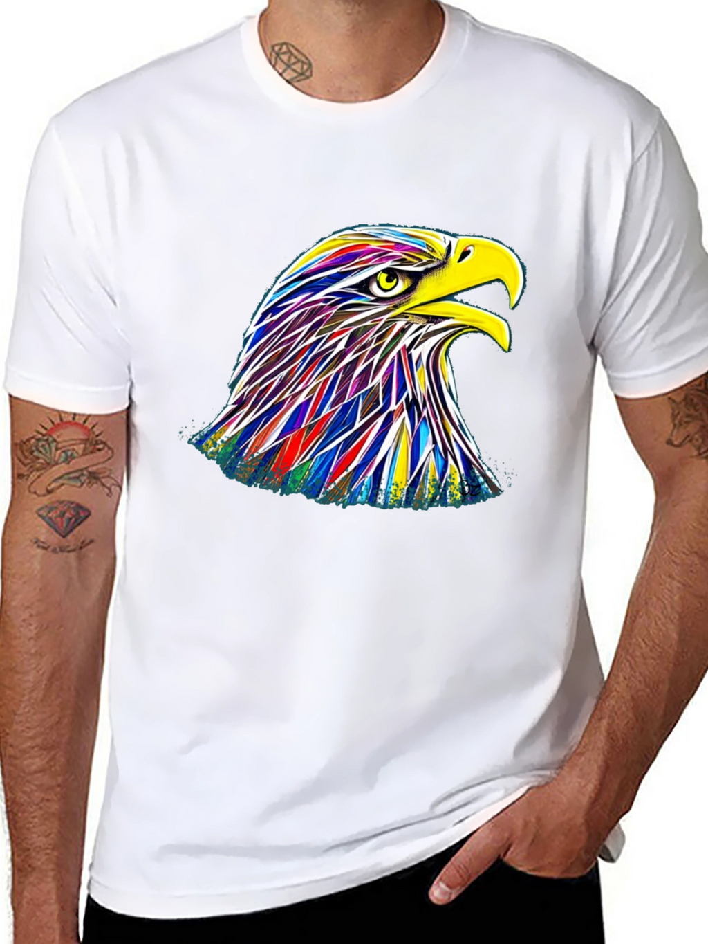 Rainbow Eagle Graphic Black T-Shirt