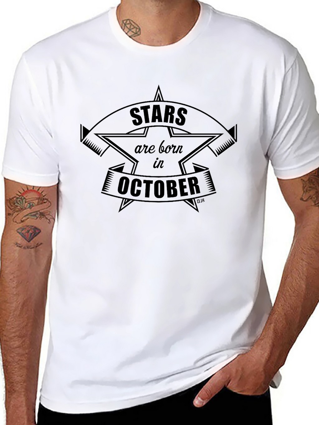 Stars Born in October Black T-Shirt