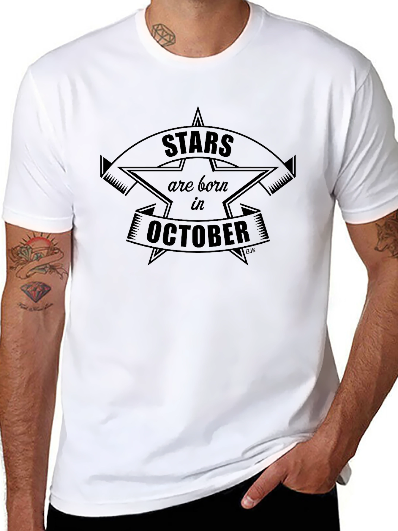 Stars Born in October Black T-Shirt