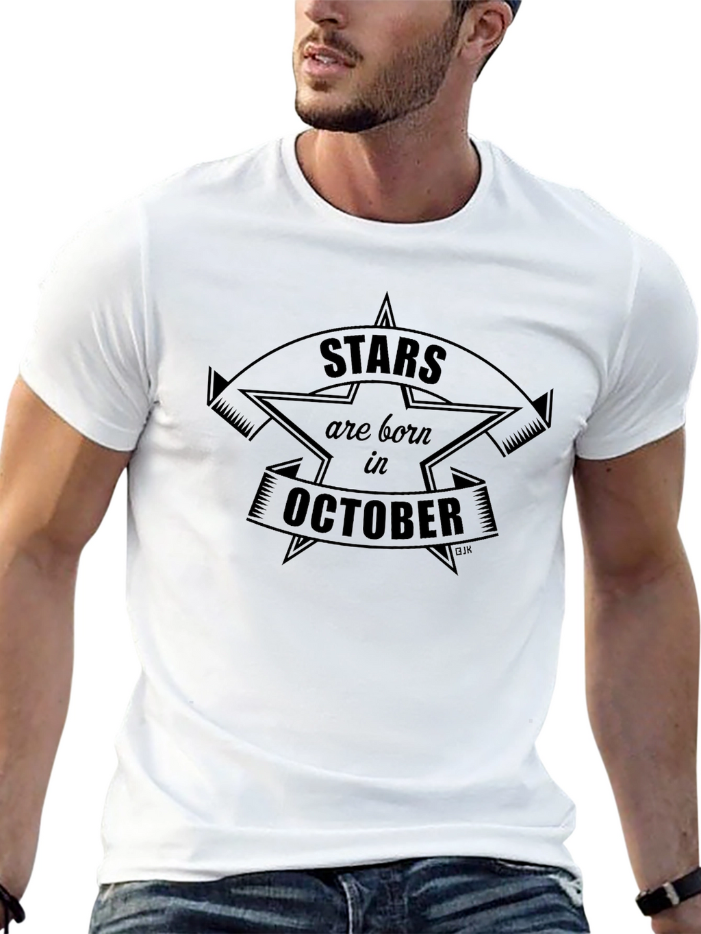 Stars Born in October Black T-Shirt
