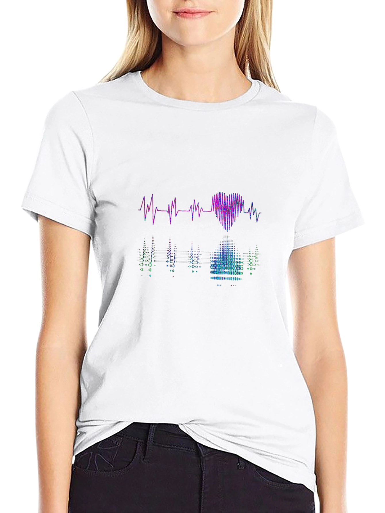 Heartbeat Heart Reflection Graphic Tee - Black