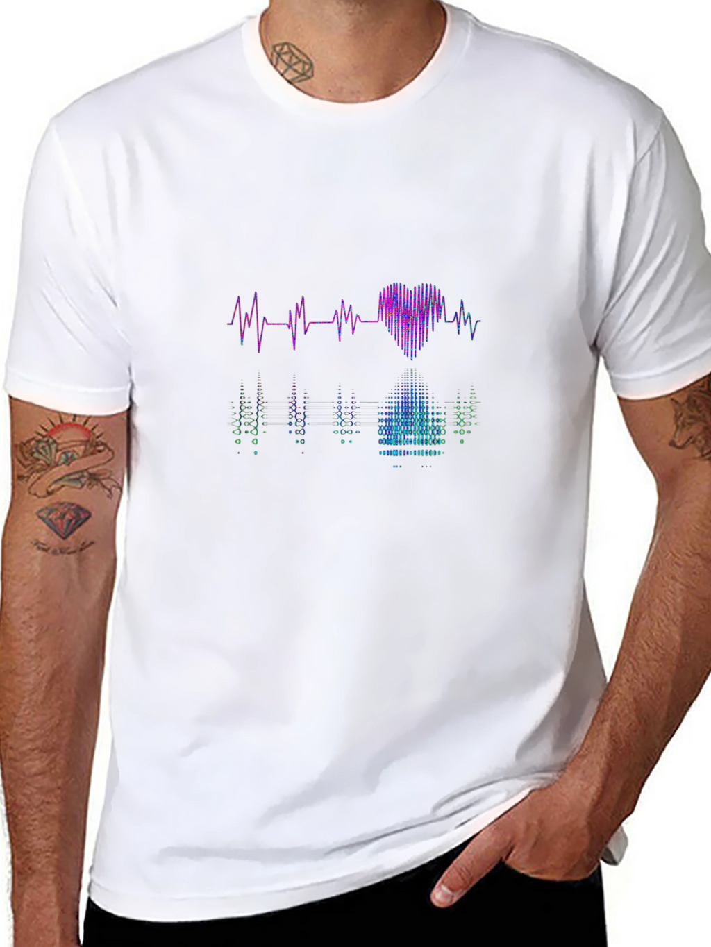 Heartbeat Heart Reflection Graphic Tee - Black
