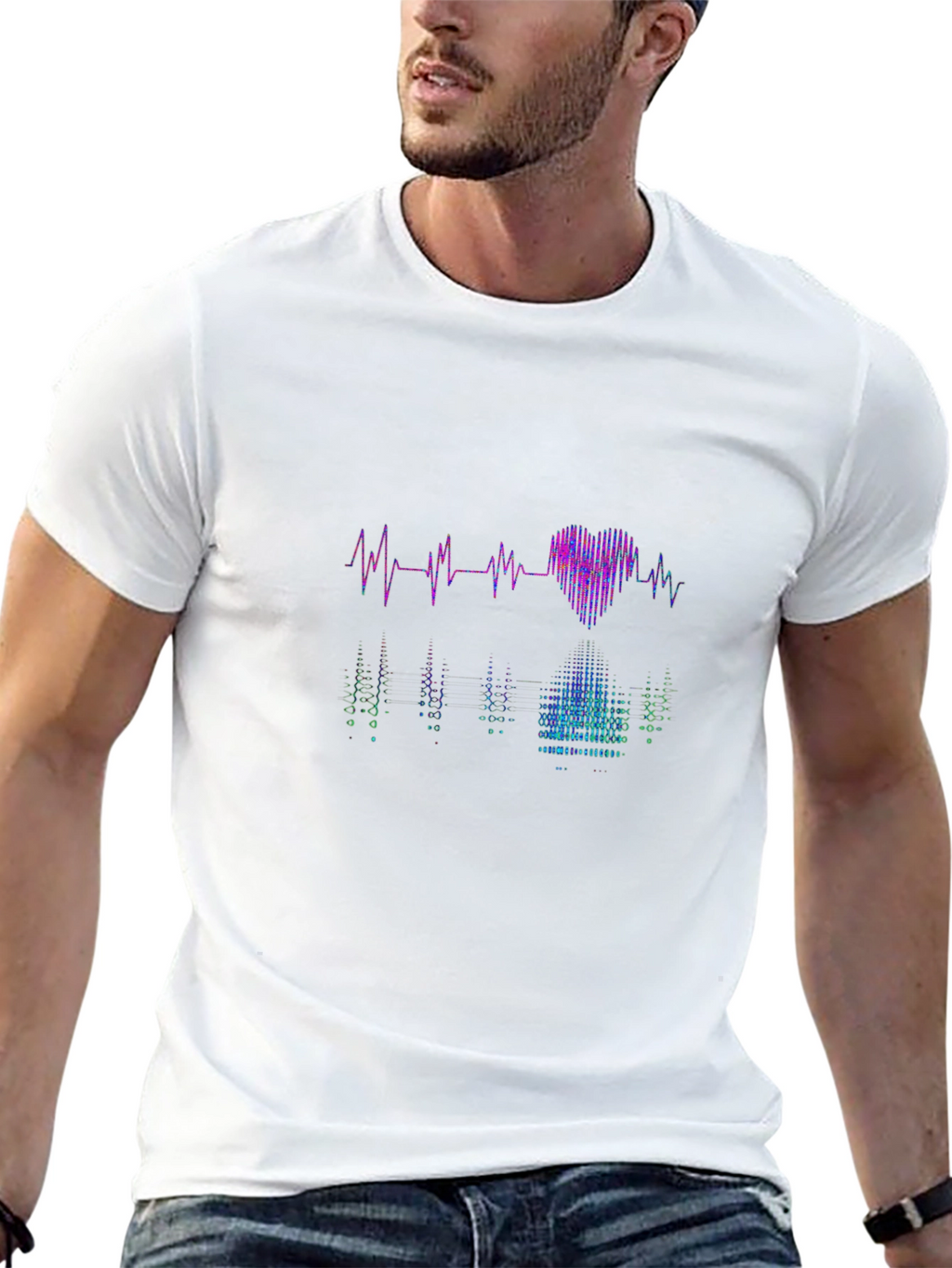 Heartbeat Heart Reflection Graphic Tee - Black