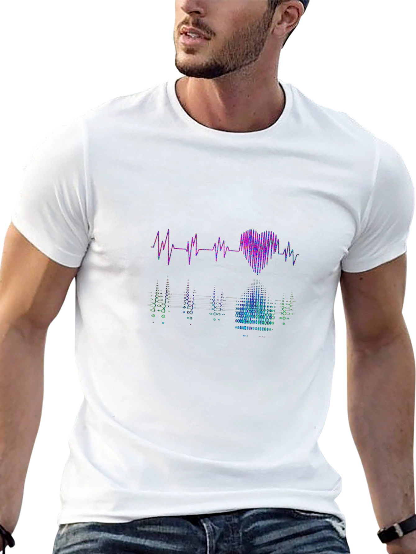 Heartbeat Heart Reflection Graphic Tee - Black