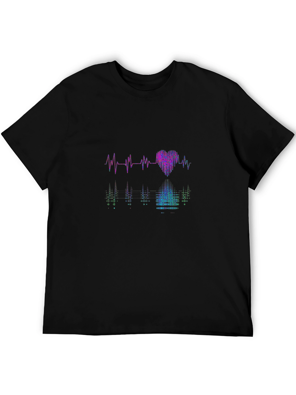 Heartbeat Heart Reflection Graphic Tee - Black