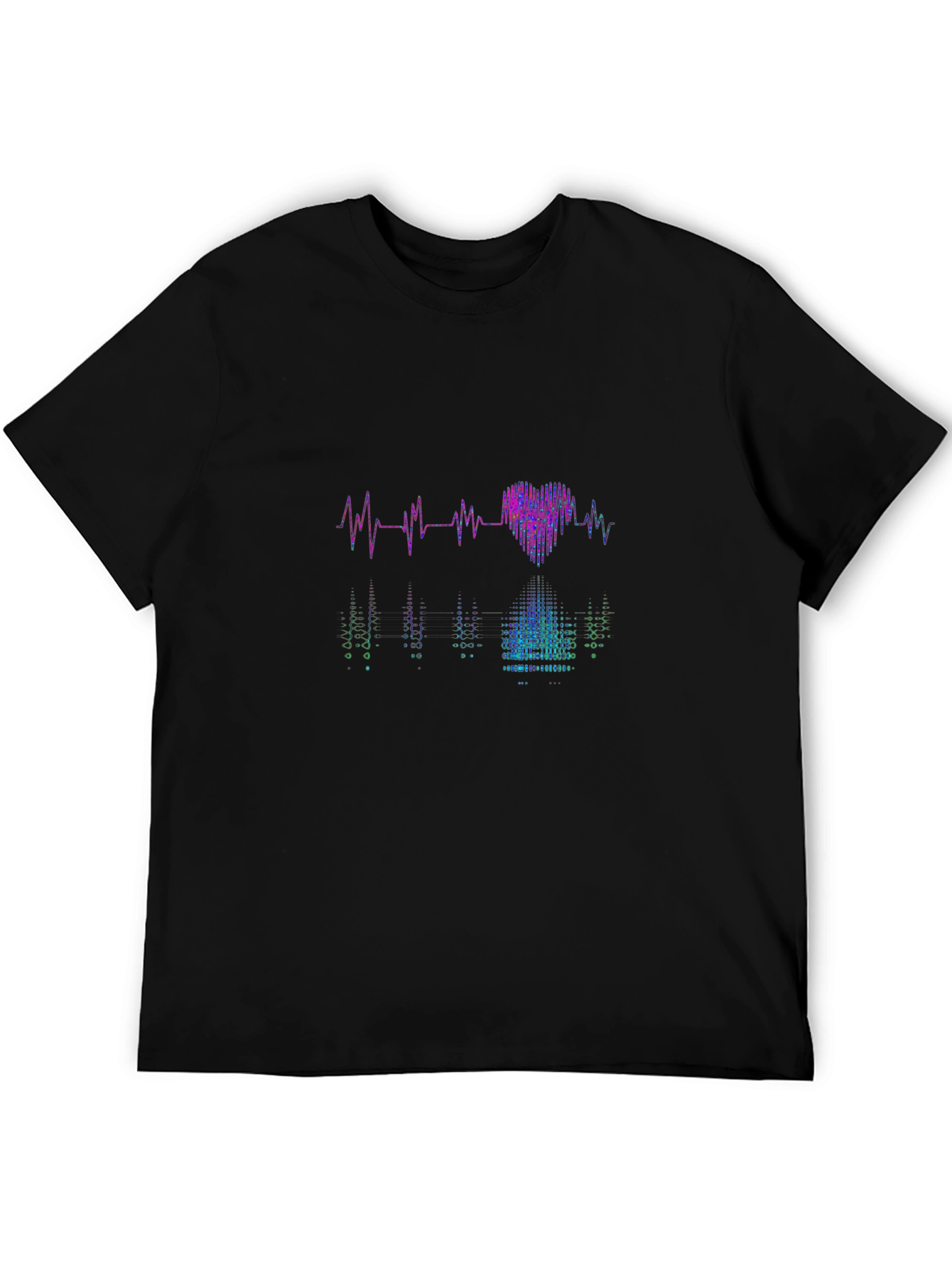 Heartbeat Heart Reflection Graphic Tee - Black